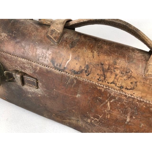 118 - Vintage sporting interest, late 19th / early 20th century leather Leg of Mutton shotgun case A.F (li... 