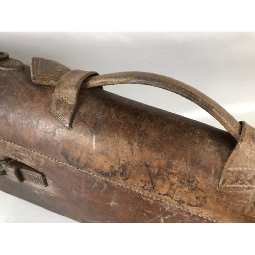 118 - Vintage sporting interest, late 19th / early 20th century leather Leg of Mutton shotgun case A.F (li... 