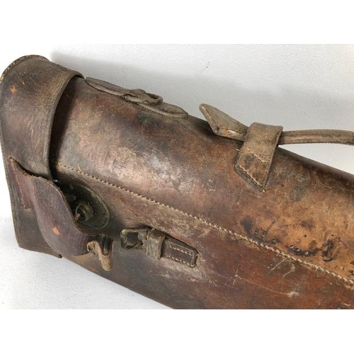 118 - Vintage sporting interest, late 19th / early 20th century leather Leg of Mutton shotgun case A.F (li... 