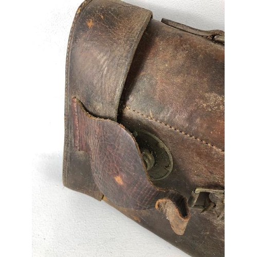 118 - Vintage sporting interest, late 19th / early 20th century leather Leg of Mutton shotgun case A.F (li... 