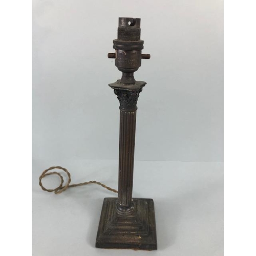 119 - Vintage lighting, mid 20th century Corinthian column lamp base approximately 32cm high along with a ... 