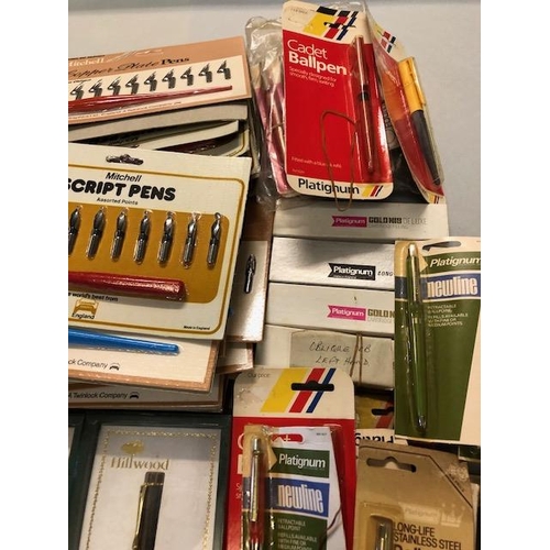 122 - Vintage pens, large quantity of vintage 1980s, Platignum, ball point pens, Fountain pens and pencils... 