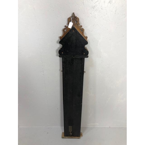 124 - Antique Admiral FitzRoy Barometer in blonde oak gothic style case, A F approximately 120cm in length