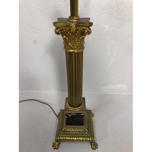 130 - Vintage Lighting, lamp base of a classical Corinthian column design, in gilded brass and marble on a... 