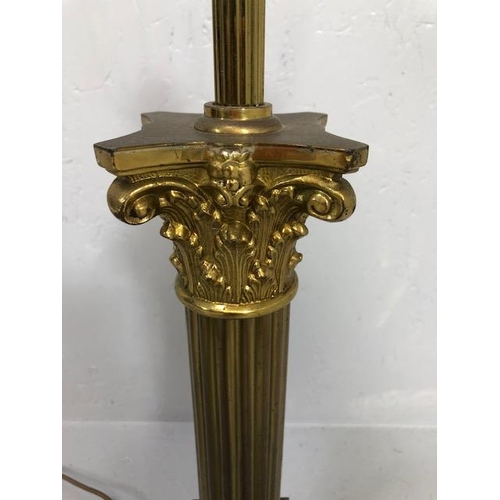 130 - Vintage Lighting, lamp base of a classical Corinthian column design, in gilded brass and marble on a... 