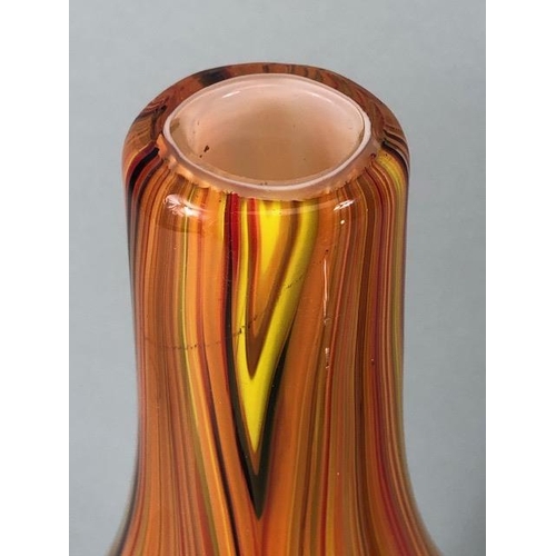 138 - Art Studio Glass, hand blown orange swirl vase, Scandinavian Bjorn Ramel pot vase and a tall indigo ... 