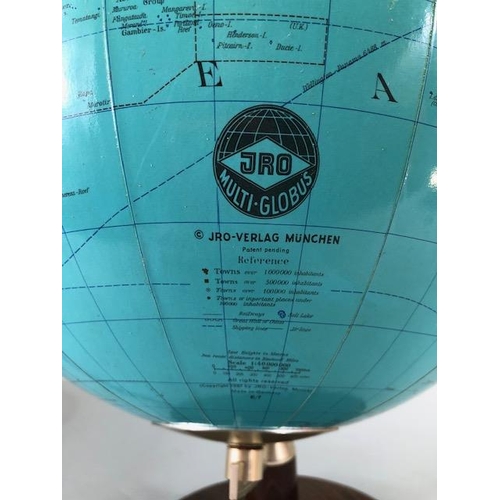 139 - Vintage illuminated world Globe on wooden base, JRO Multi Globe Verlag  Munchen approximately 45 cm ... 