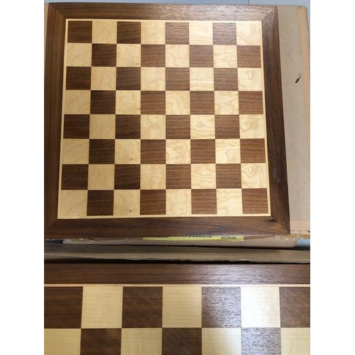 147 - Vintage games, quantity of wooden chess boards of varying sizes and styles still in there original p... 