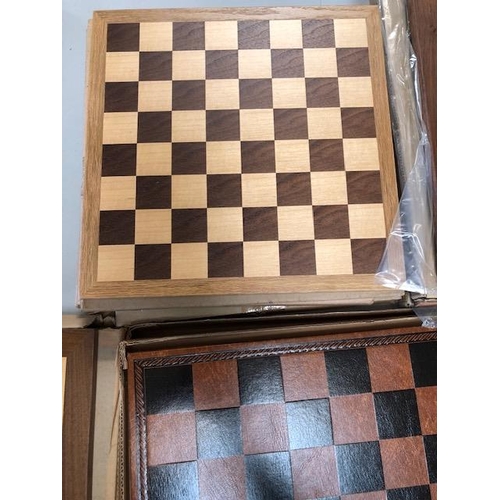 147 - Vintage games, quantity of wooden chess boards of varying sizes and styles still in there original p... 