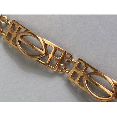 15 - 9ct Gold Bracelet with open work rectangular panels approx 19cm in length and 15.9g