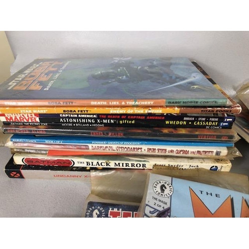 150 - Vintage comics and  books,  to include Marvel. DC, Oni, Dark horse , and several graphic comic, most... 