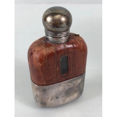 154 - Sporing interest, early 20th century leather cased set of spirit flasks and a small tot flask