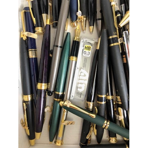 159 - Vintage Pens, large quantity of quality ball point pens fountain pens and propelling pencils, the ma... 