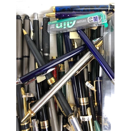 159 - Vintage Pens, large quantity of quality ball point pens fountain pens and propelling pencils, the ma... 