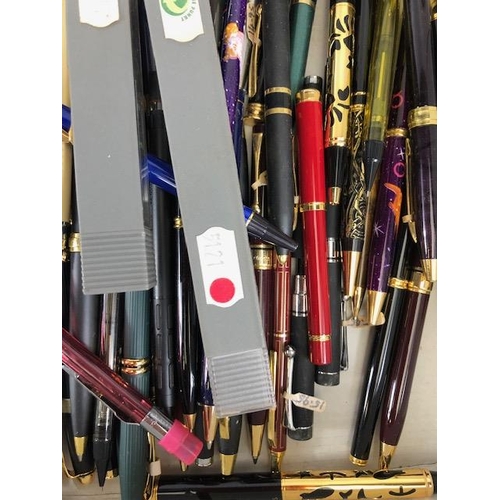 159 - Vintage Pens, large quantity of quality ball point pens fountain pens and propelling pencils, the ma... 