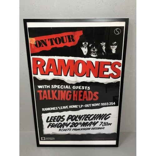 163 - Rock, Punk, Pop Memorabilia, Ramones with support by Talking Heads Gig Poster for Leeds Polytechnic ... 