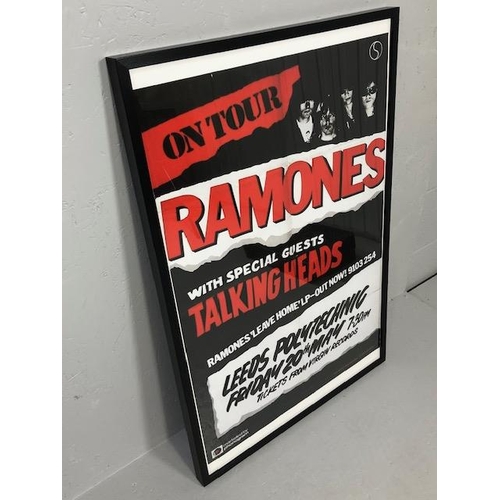 163 - Rock, Punk, Pop Memorabilia, Ramones with support by Talking Heads Gig Poster for Leeds Polytechnic ... 