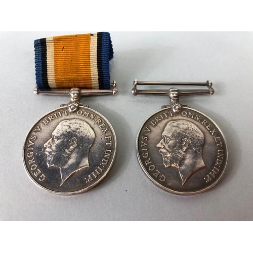 164 - Military Interest, two WW1 British war medals for Somerset light Infantry  3122 PTE B Long SOM LI an... 