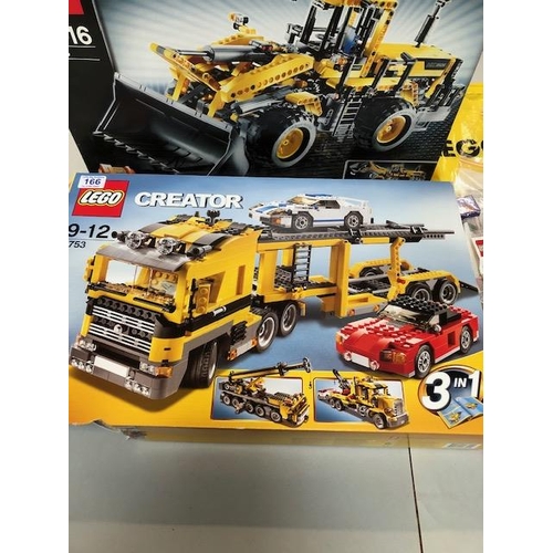 166 - Lego, two boxed Lego building sets numbers 6753 creator and 8265 technics Bulldozer, along with a qu... 