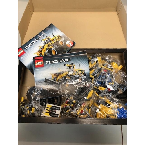 166 - Lego, two boxed Lego building sets numbers 6753 creator and 8265 technics Bulldozer, along with a qu... 