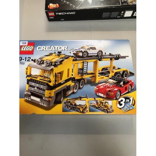 166 - Lego, two boxed Lego building sets numbers 6753 creator and 8265 technics Bulldozer, along with a qu... 