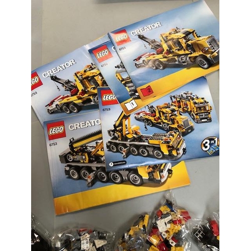 166 - Lego, two boxed Lego building sets numbers 6753 creator and 8265 technics Bulldozer, along with a qu... 