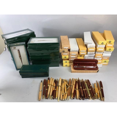 175 - Vintage Pens, a large quantity of cased, boxed and loose wood pens, and pen sets untested ONS