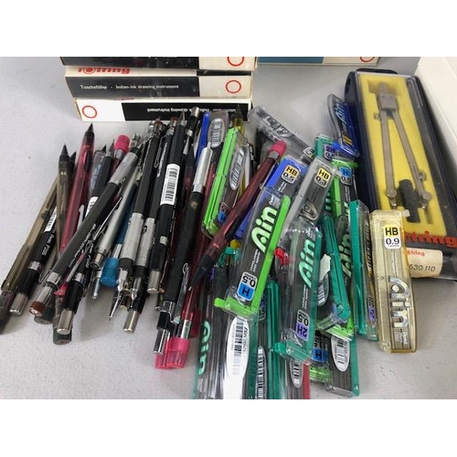 177 - Vintage pens, Quantity of drawing instruments, pens and propelling pencils to include Berol and Rotr... 