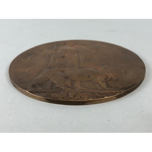 178 - Military interest, WW1 British death plaque /penny for Bertie Cloughton approximately 12cm across