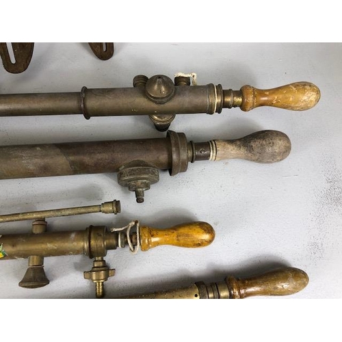 192 - Collection of Antique and vintage brass garden sprayers, seven in total various makers and a cast st... 