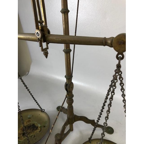 194 - Antique Scales, 19th century brass banking scales by Doyle & Son London, stamped to cross member and... 