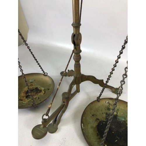 194 - Antique Scales, 19th century brass banking scales by Doyle & Son London, stamped to cross member and... 