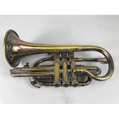 200 - Musical instruments, plated brass Cornet by R J Ward & Sons, 10 St Ann Street Liverpool