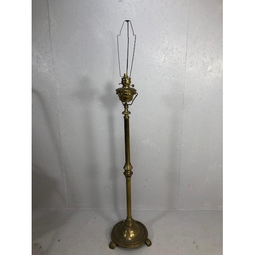 219 - Vintage lighting, heavy brass standard lamp in the style of a Victorian Oil Lamp approximately 180 c... 