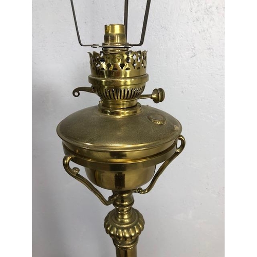 219 - Vintage lighting, heavy brass standard lamp in the style of a Victorian Oil Lamp approximately 180 c... 