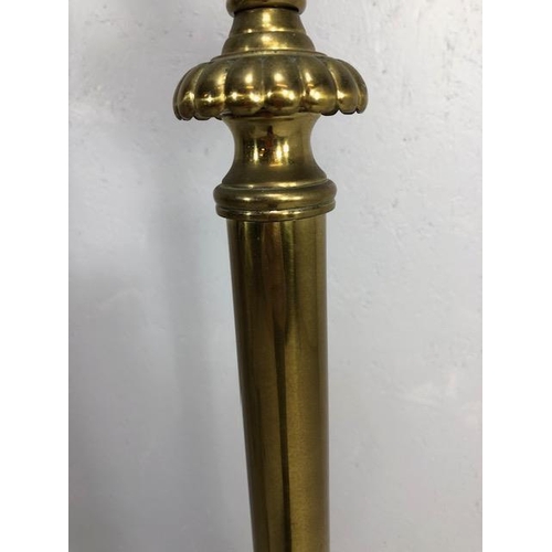 219 - Vintage lighting, heavy brass standard lamp in the style of a Victorian Oil Lamp approximately 180 c... 