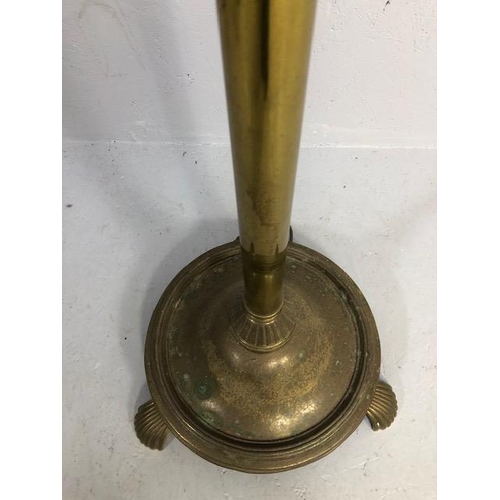 219 - Vintage lighting, heavy brass standard lamp in the style of a Victorian Oil Lamp approximately 180 c... 