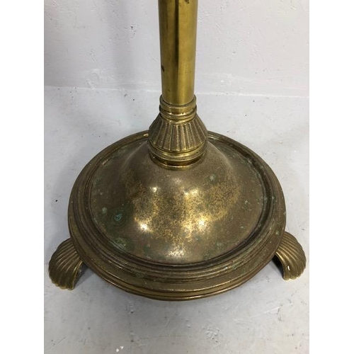 219 - Vintage lighting, heavy brass standard lamp in the style of a Victorian Oil Lamp approximately 180 c... 