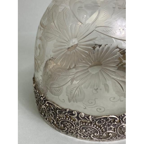 24 - Silver marked 800 continental Glass and silver decanter, the silver repousse in an Art Nouveau style