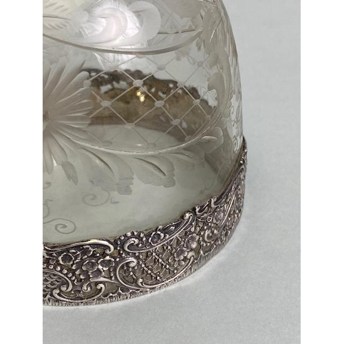 24 - Silver marked 800 continental Glass and silver decanter, the silver repousse in an Art Nouveau style