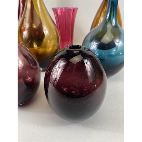 246 - Art studio glass collection of vases in various shapes and designs and colours 8 in total