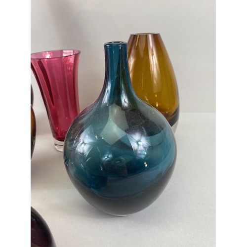 246 - Art studio glass collection of vases in various shapes and designs and colours 8 in total