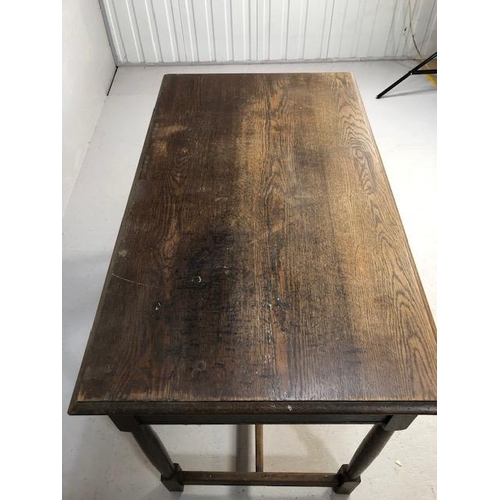 257 - Antique Furniture, 19th century oak side table with two drawers, drop down lion mask handles  approx... 