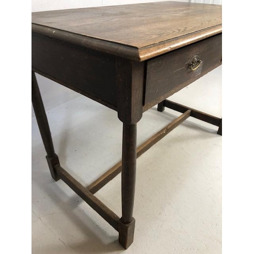 257 - Antique Furniture, 19th century oak side table with two drawers, drop down lion mask handles  approx... 