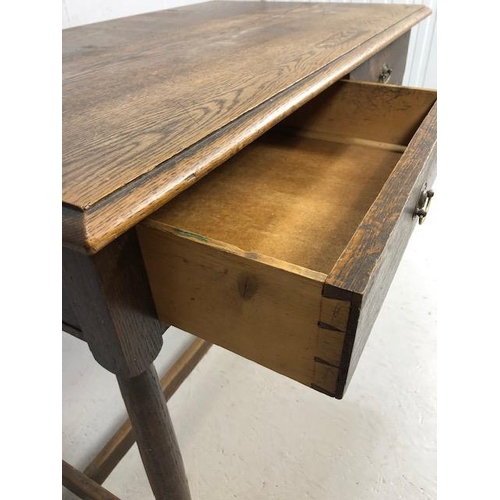 257 - Antique Furniture, 19th century oak side table with two drawers, drop down lion mask handles  approx... 