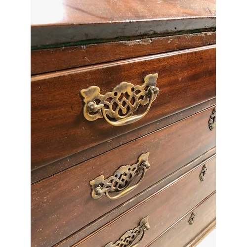 260 - Antique Furniture, 19th Century Mahogany Bureau on bracket feet, run of four drawers with sloped dro... 