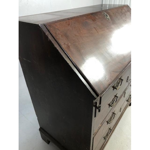 260 - Antique Furniture, 19th Century Mahogany Bureau on bracket feet, run of four drawers with sloped dro... 