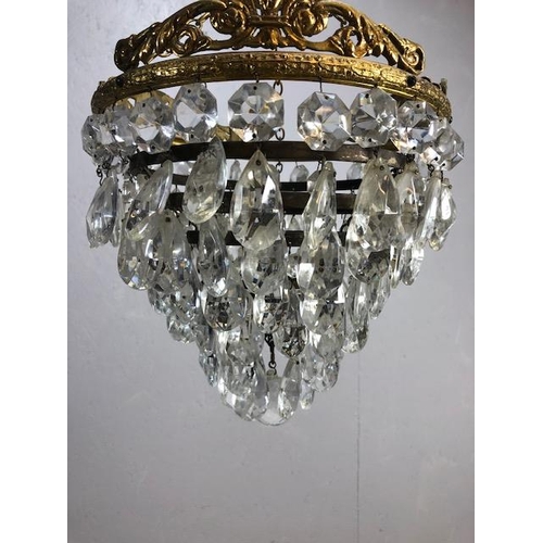 265 - Vintage lighting, 20th century five gallery drop chandelier suspended from chains approximately 26cm... 