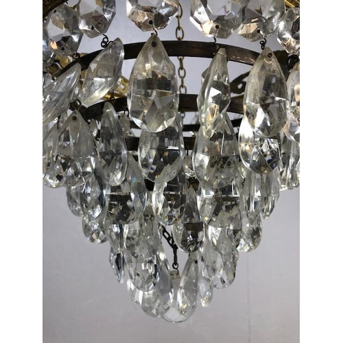 265 - Vintage lighting, 20th century five gallery drop chandelier suspended from chains approximately 26cm... 