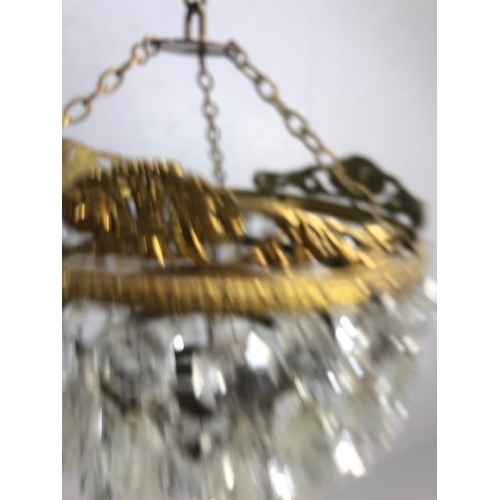 265 - Vintage lighting, 20th century five gallery drop chandelier suspended from chains approximately 26cm... 